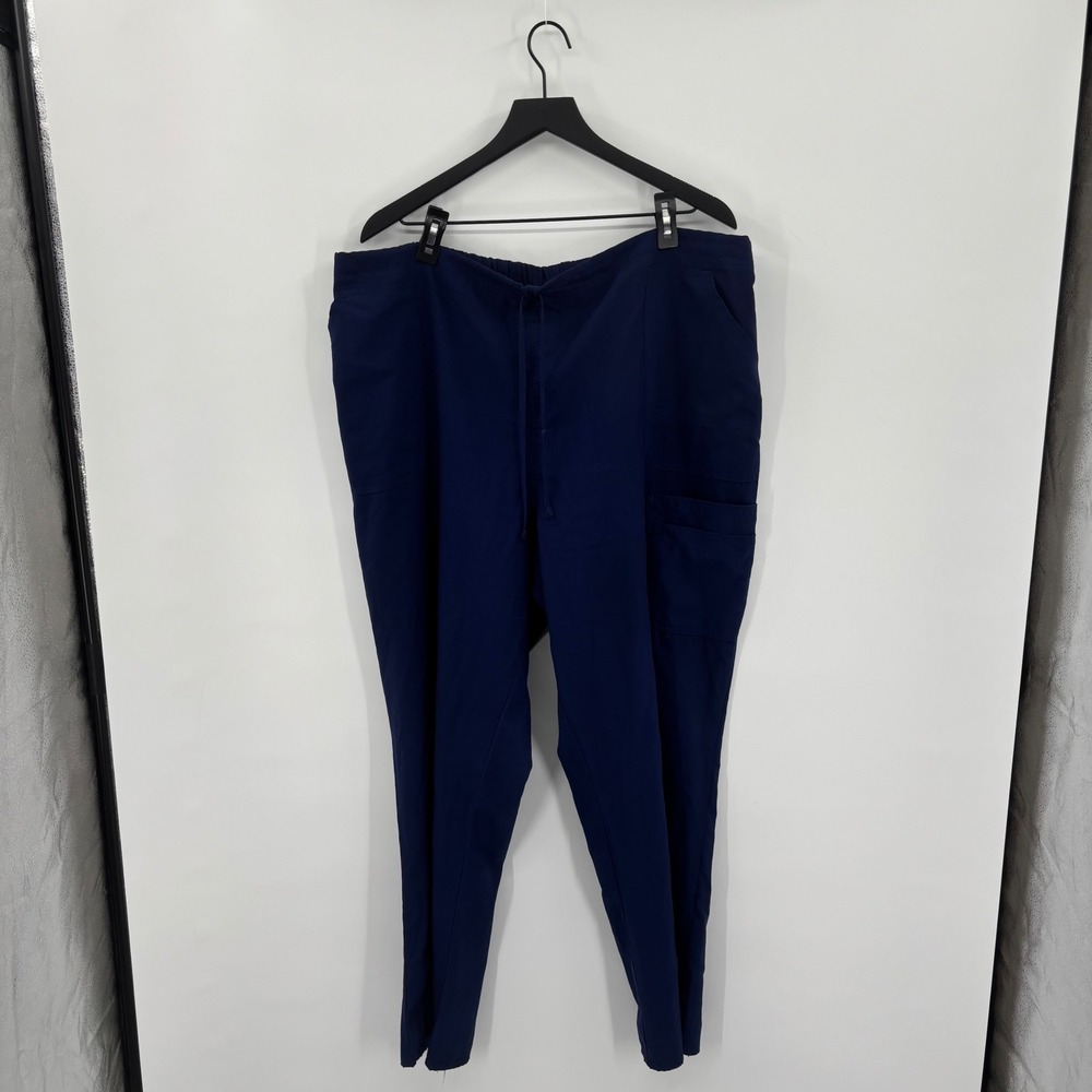 Womens Cargo Scrub Pants 3X Navy Blue Elastic Drawstring‎ Plus Size Workwear